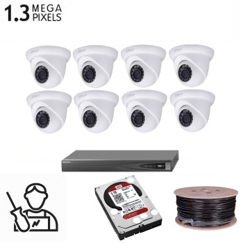 Комплект видеонаблюдения с установкой 8 внутренних IP камер